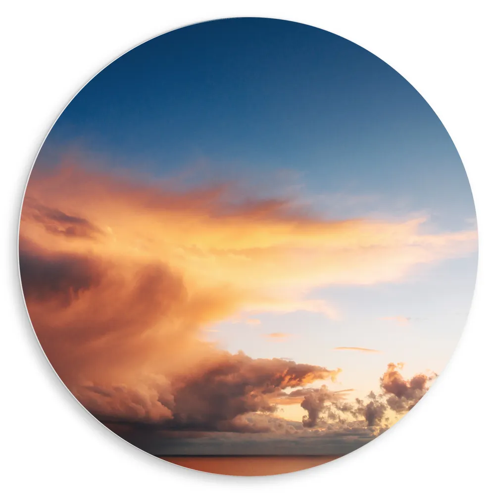 Dibond Muurcirkel - Mooie Zonsondergang met Wolken