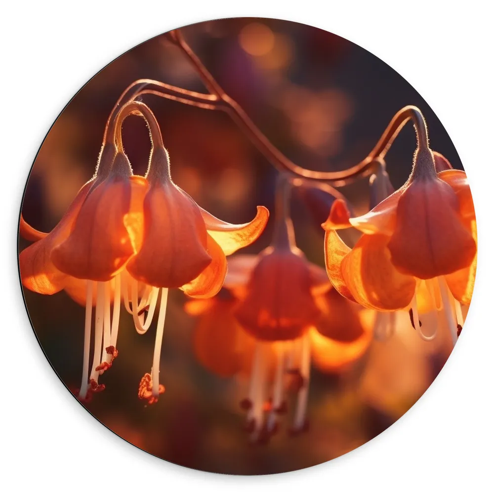 Dibond Muurcirkel - Bloemen - Hangen - Oranje