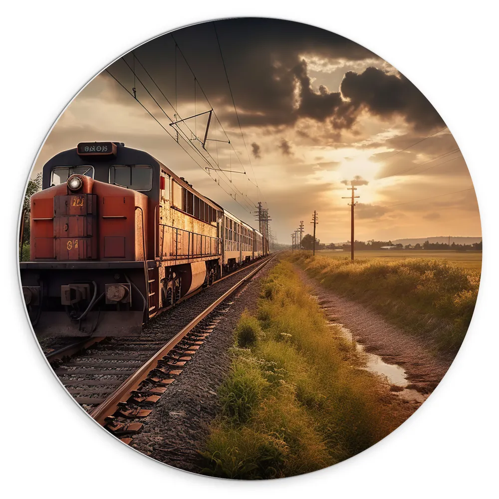 Dibond Muurcirkel - Trein op Treinspoor