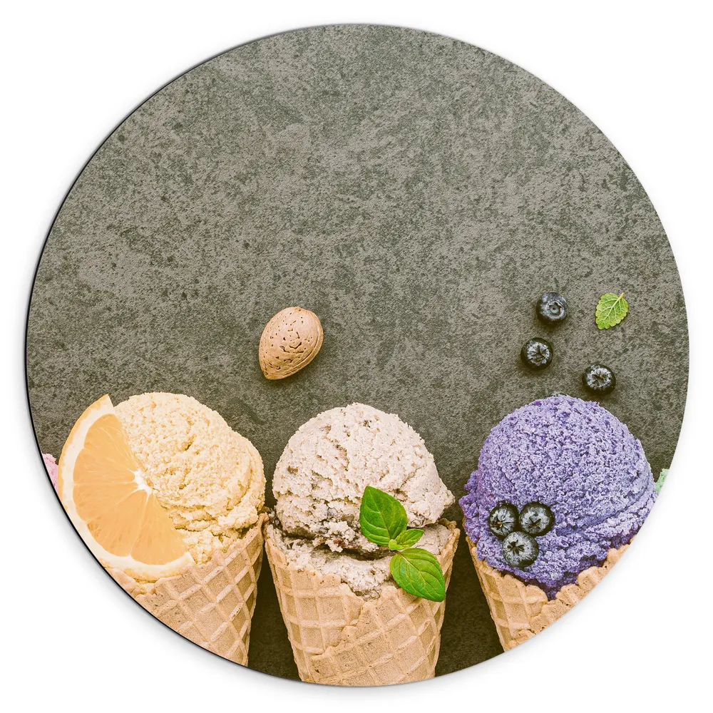 Dibond Muurcirkel - Ijs - Fruit - Eten - Kleuren