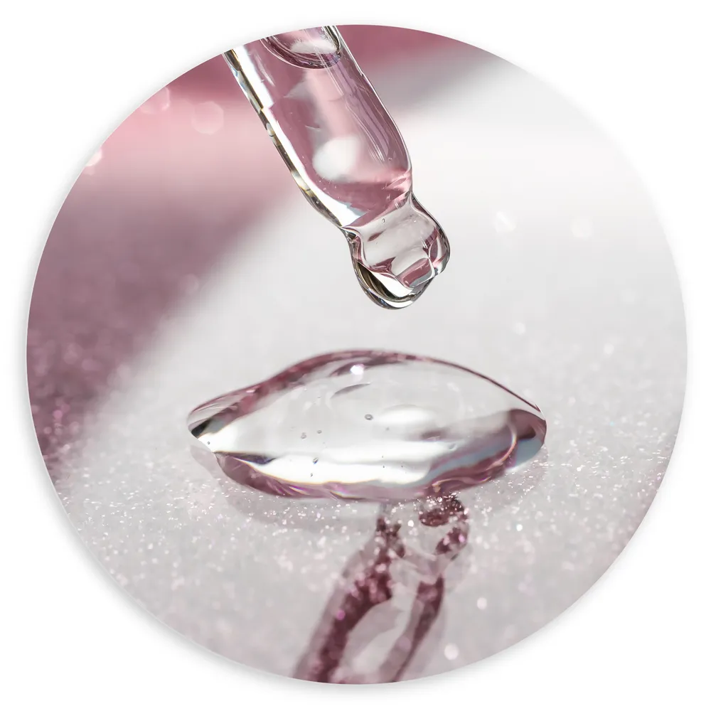 Dibond Muurcirkel - Druppel - Wit - Roze - Glitter