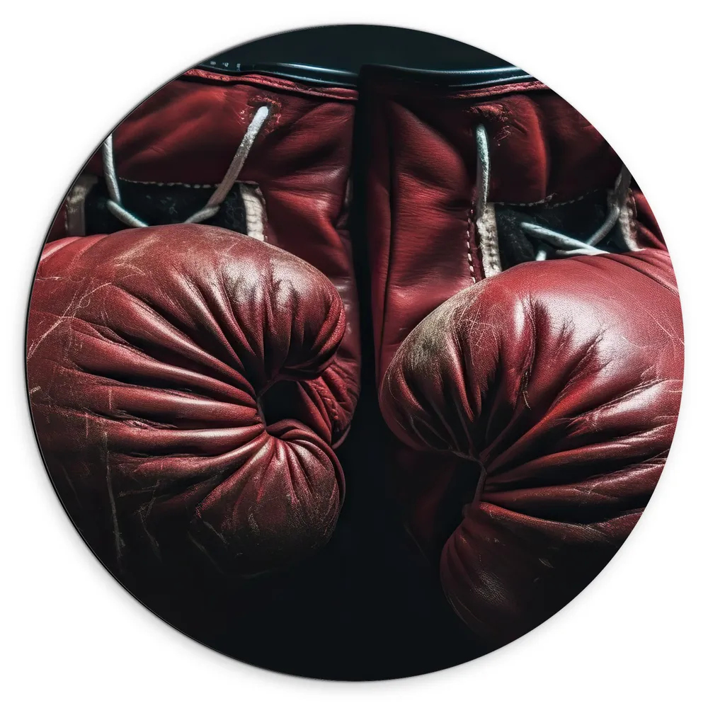 Dibond Muurcirkel - Bokshandschoenen - Boksen - Rood