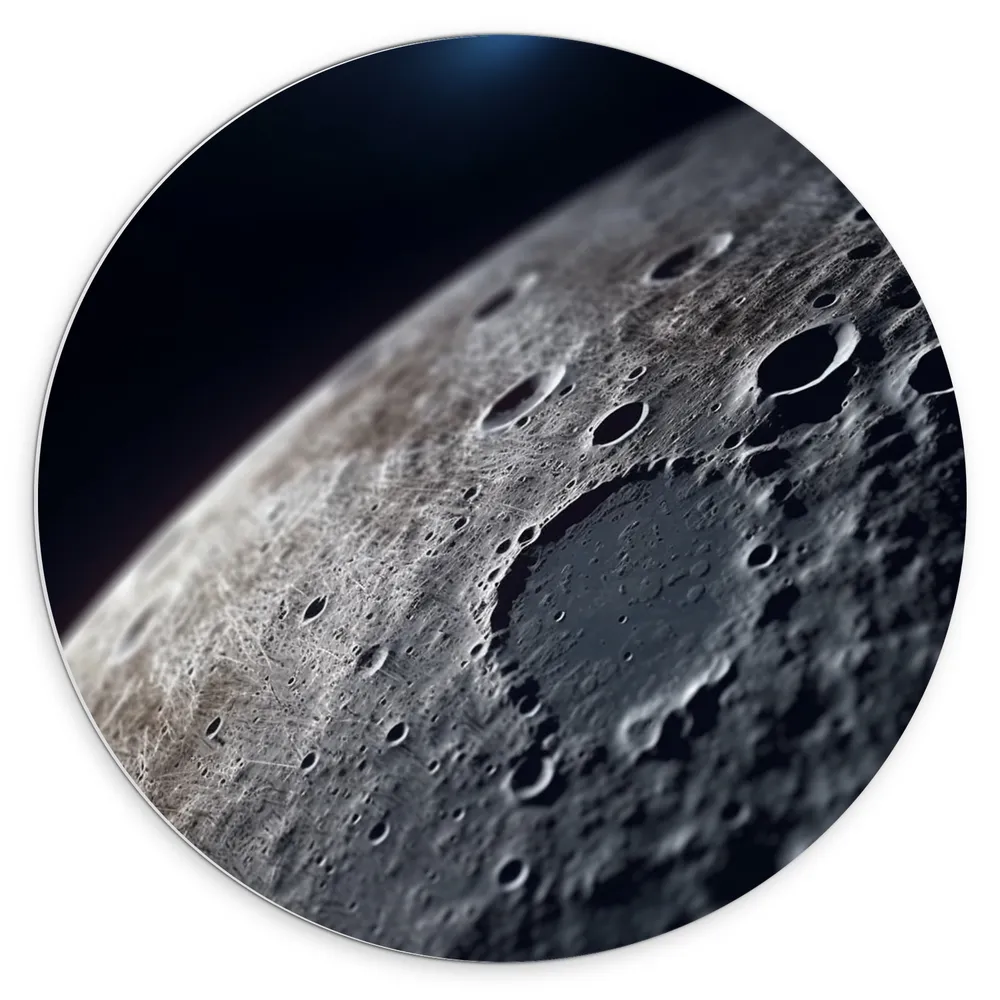 Dibond Muurcirkel - Maan - Gaten - Grijs