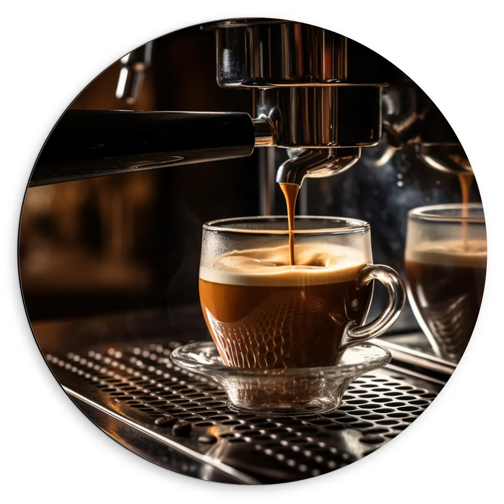 Dibond Muurcirkel - Koffie - Kopje - Apparaat