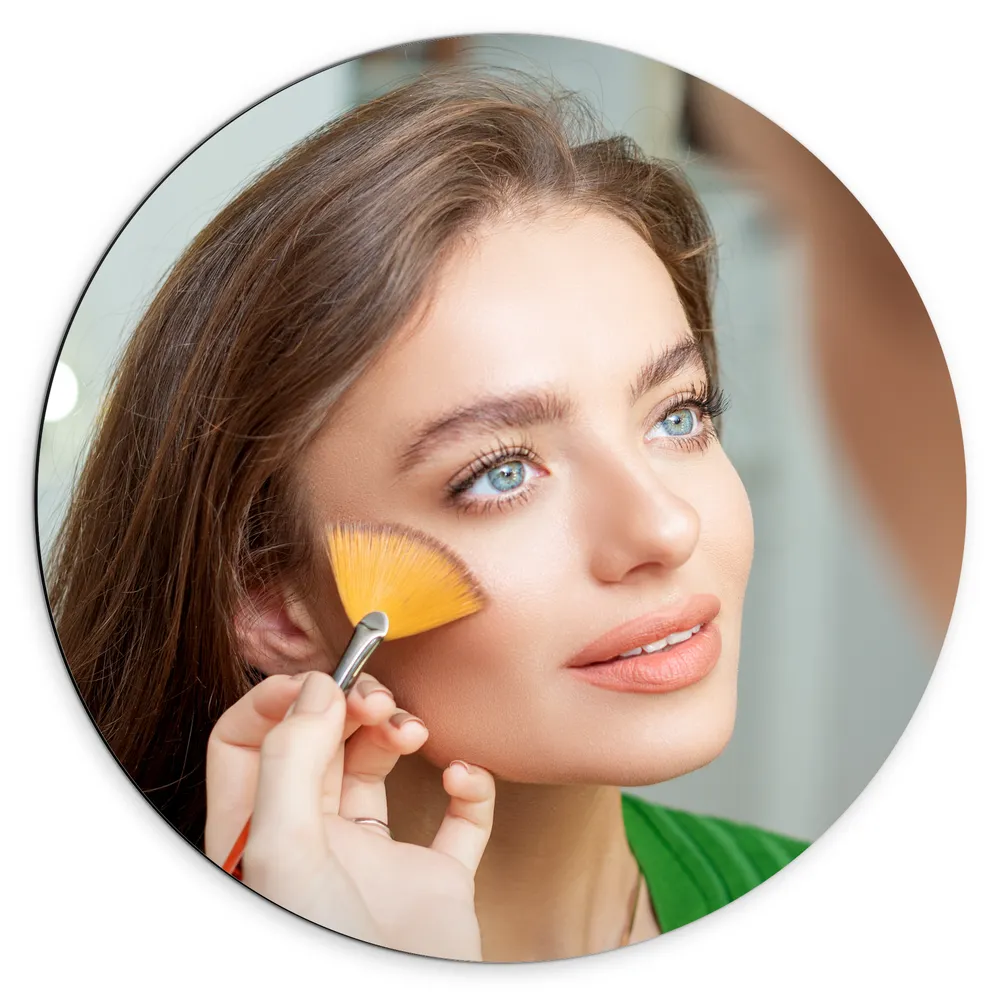 Dibond Muurcirkel - Vrouw - Makeup - Artist - Kwast