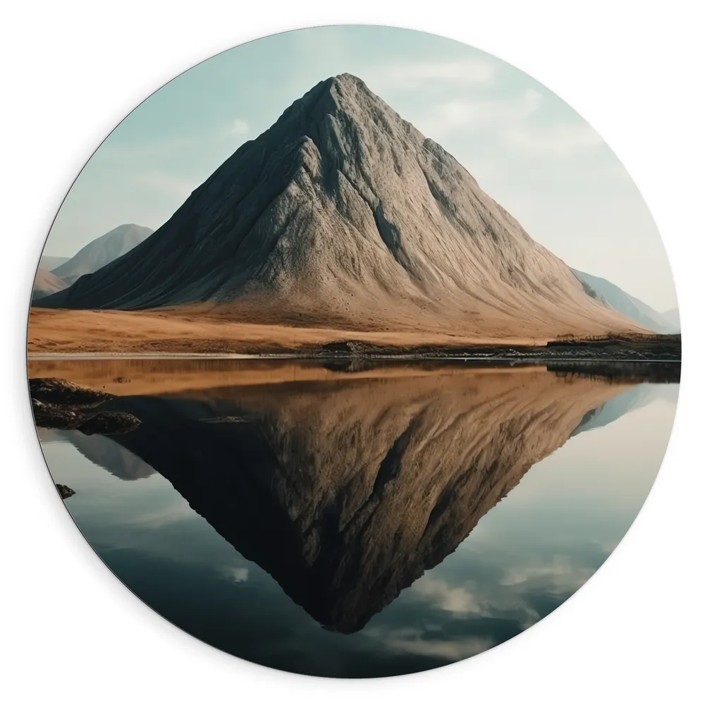 Dibond Muurcirkel - Berg - Water - Landschap