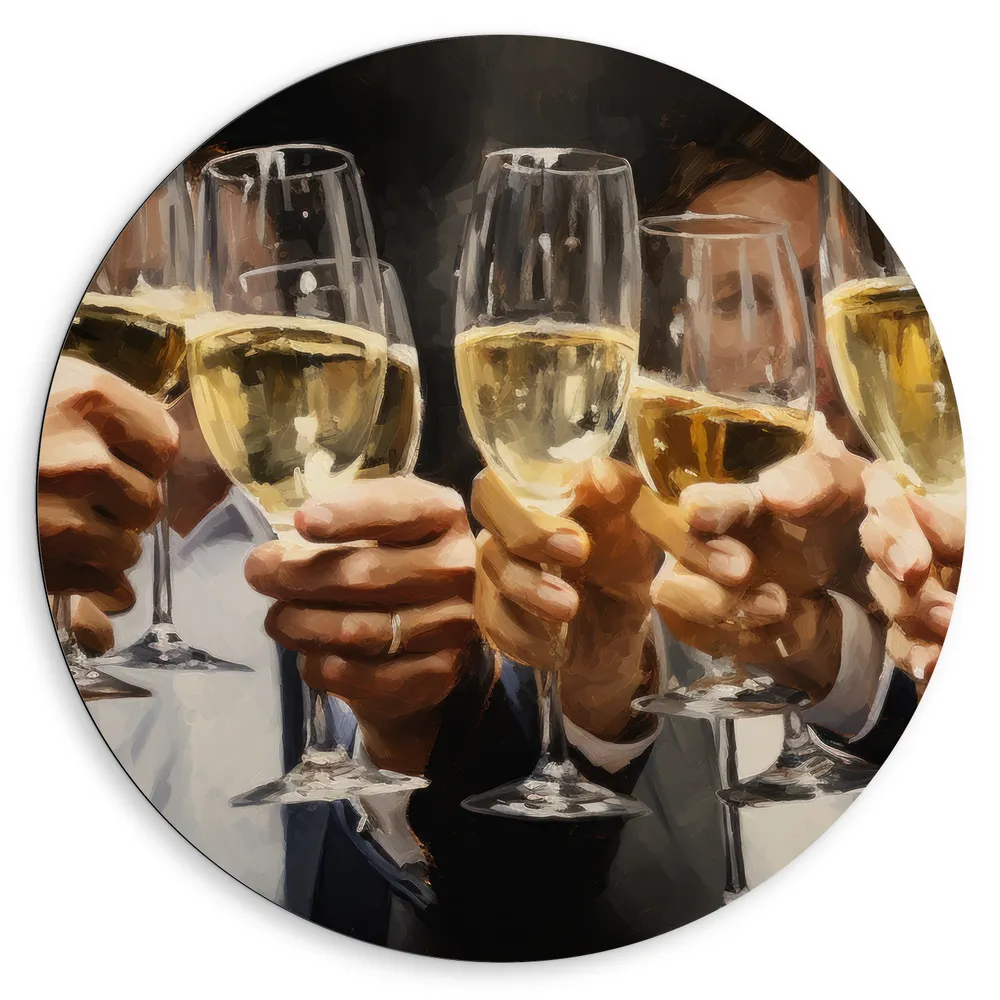 Dibond Muurcirkel - Mensen - Wijn - Alcohol - Proosten