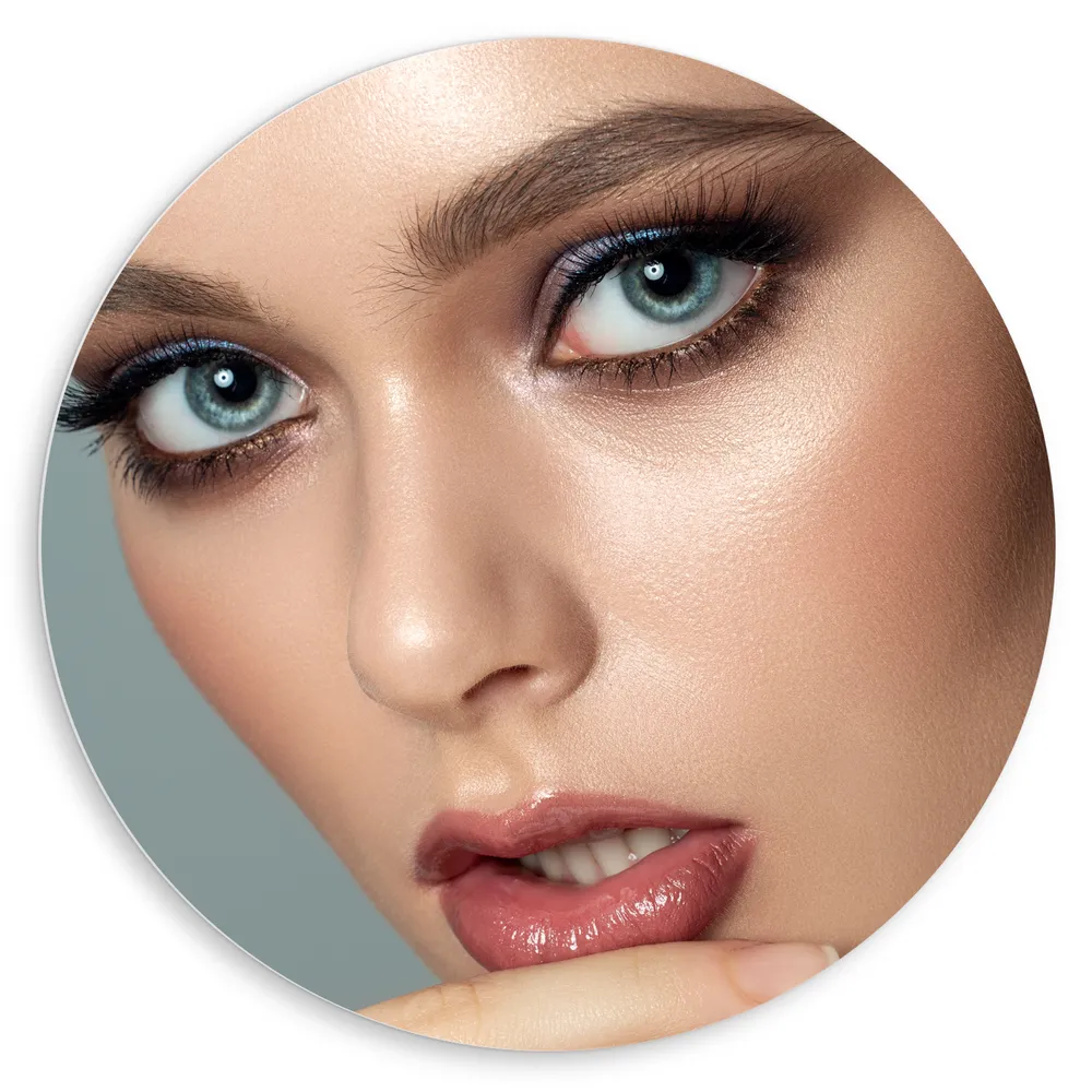 Dibond Muurcirkel - Vrouw - Gezicht - Makeup