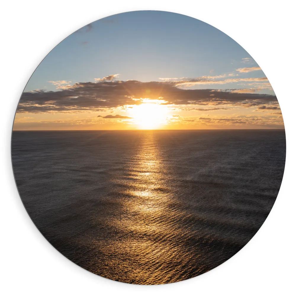 Dibond Muurcirkel - Zon Zakkend in de Atlantische Oceaan
