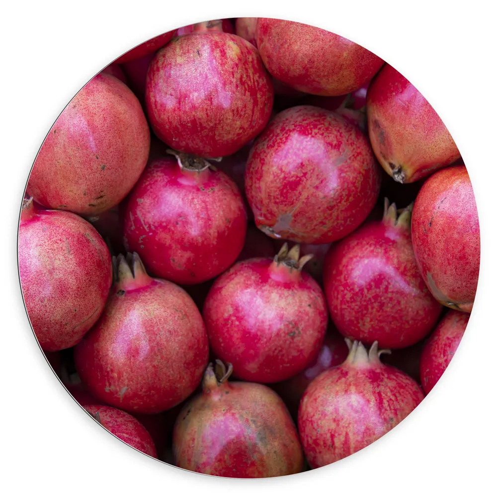 Dibond Muurcirkel - Zee van Rode Granaatappels