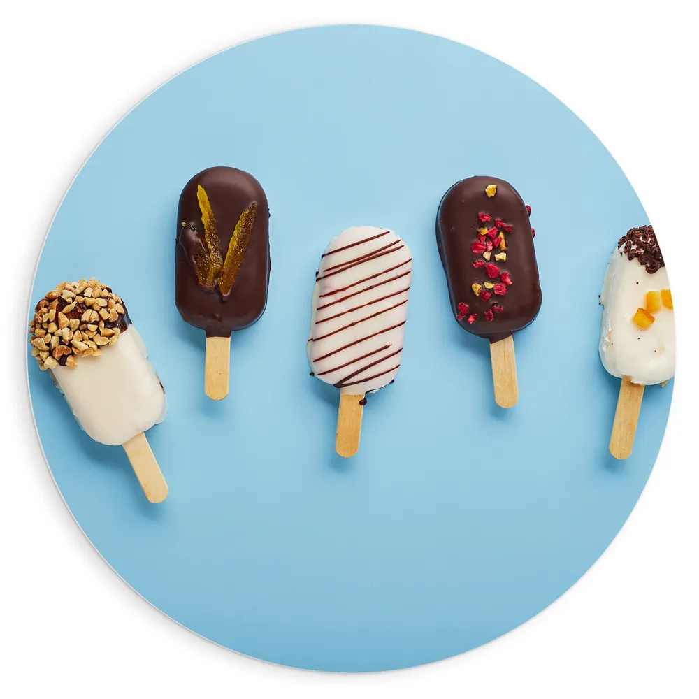 Dibond Muurcirkel - Chocolade Ijsjes met Toppings
