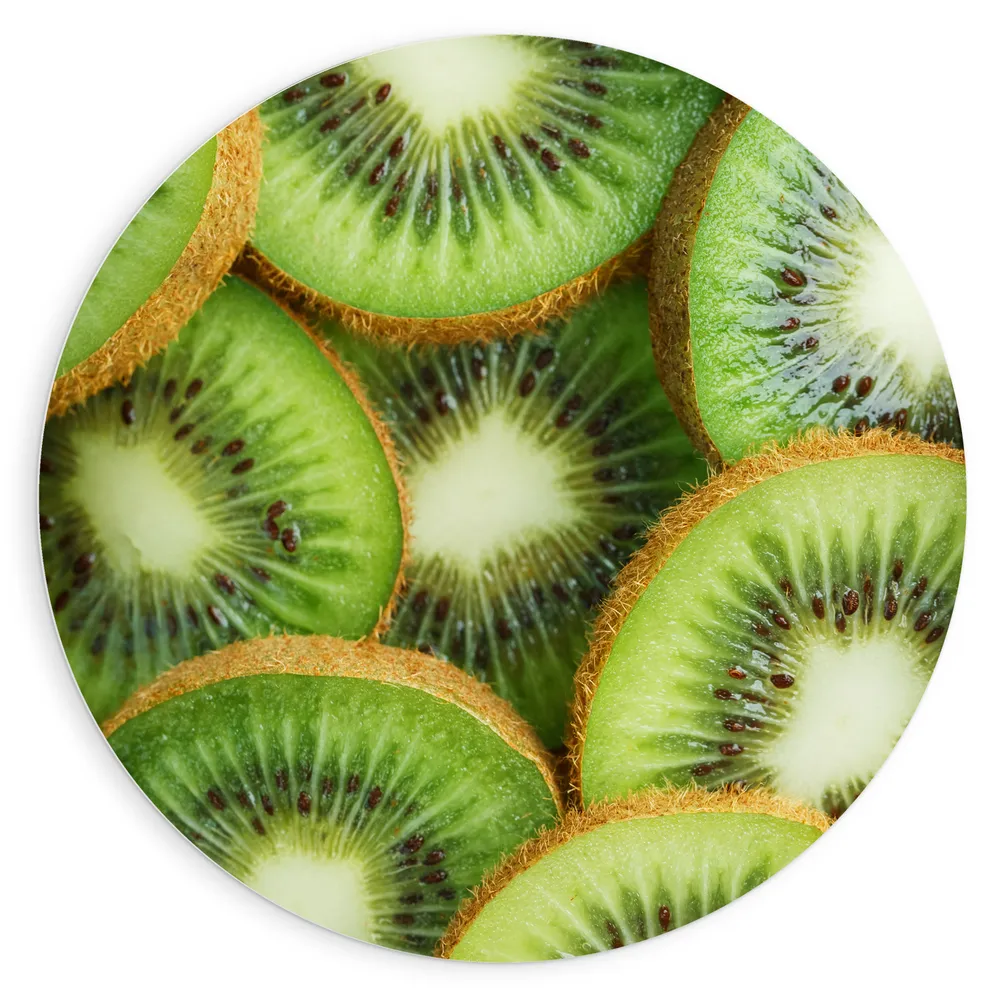 Dibond Muurcirkel - Schijfjes Gesneden Kiwi