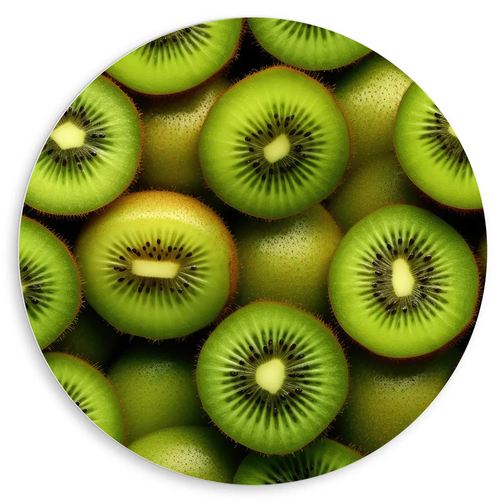 Dibond Muurcirkel - Eten - Fruit - Kiwi - Groen