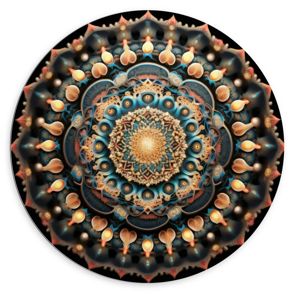 Dibond Muurcirkel - Mandala - Figuren - Vormpjes - Kleuren
