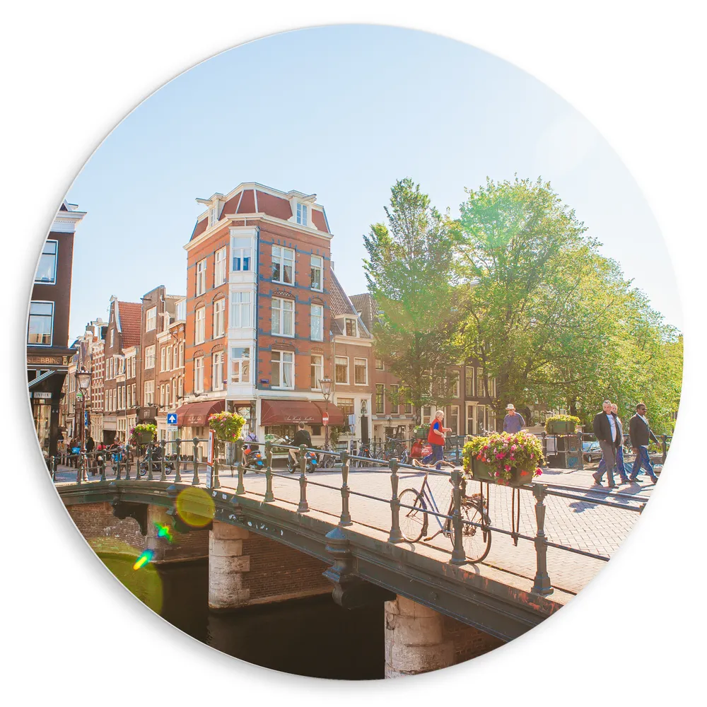 Dibond Muurcirkel - Bruggen in de Nederlandse Hoofdstad, Amsterdam