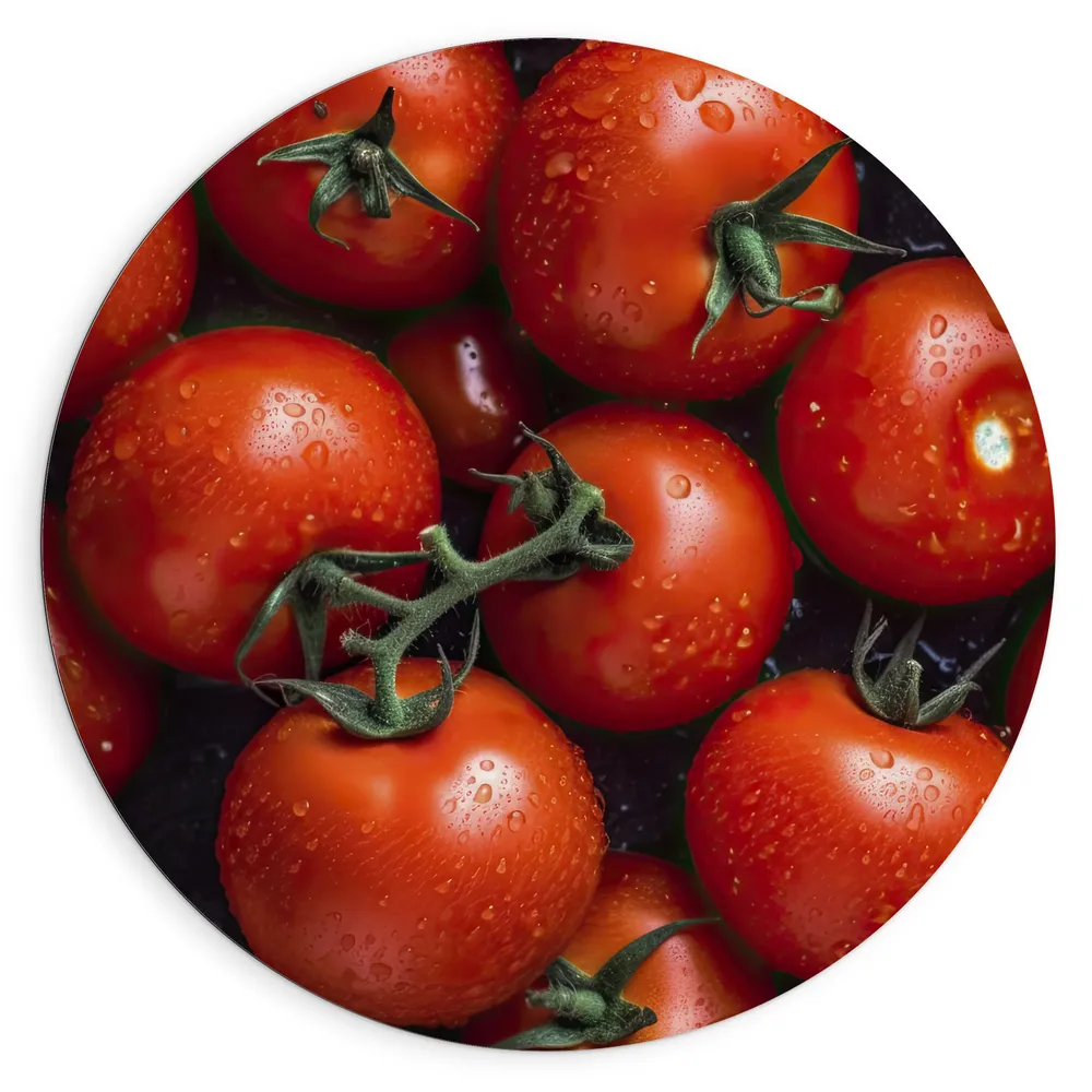 Dibond Muurcirkel - Trossen Rijpe Rode Tomaten