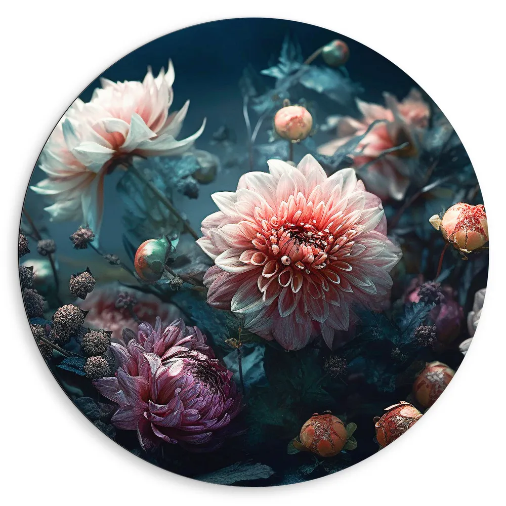 Dibond Muurcirkel - Bloemen - Planten - Kleuren