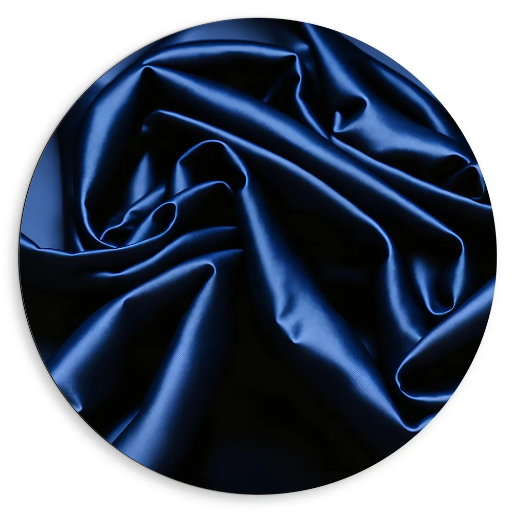 Dibond Muurcirkel - Opgerolde Blauwe Stof