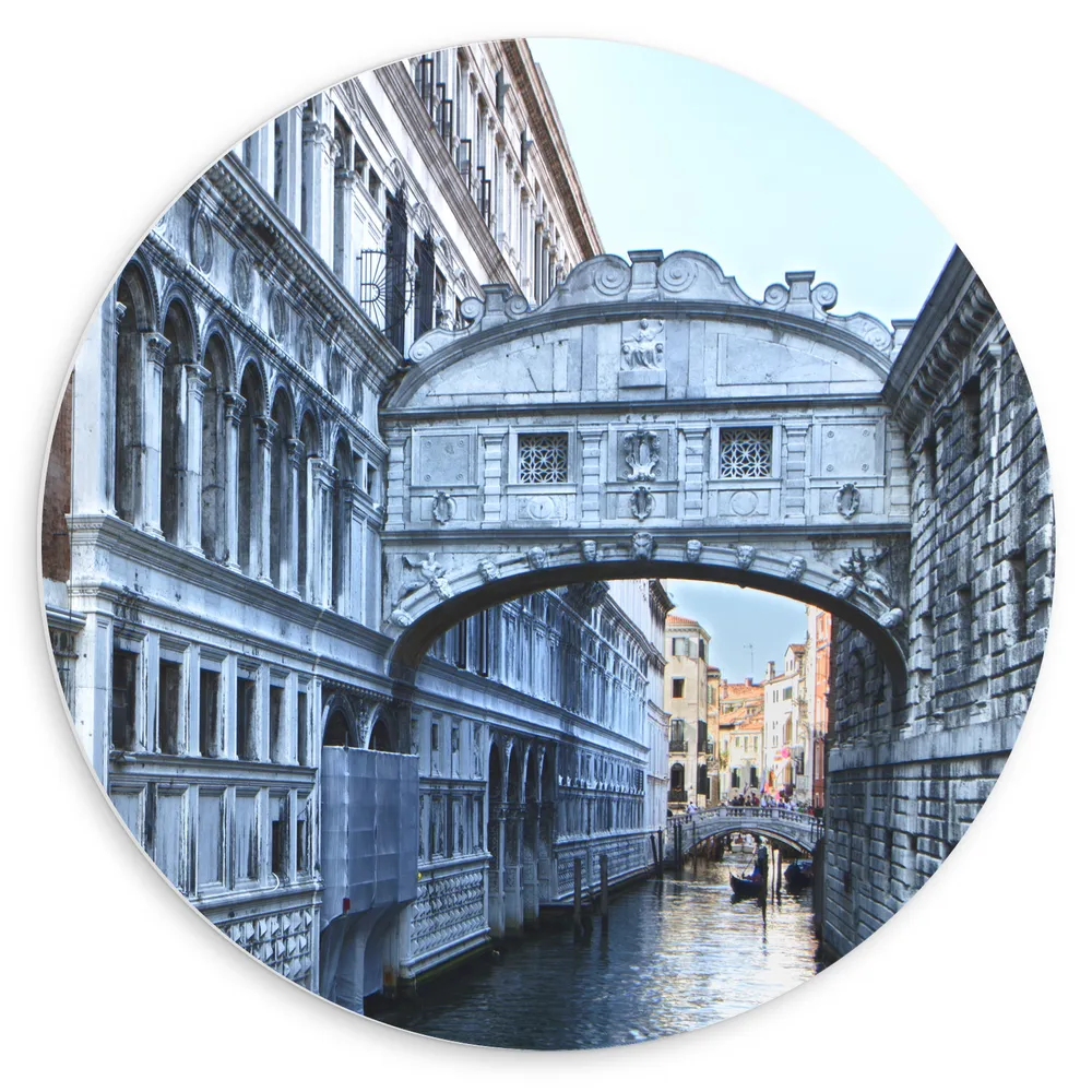 Dibond Muurcirkel - Brug der Zuchten boven Smalle Rivier in Venetie, Italië