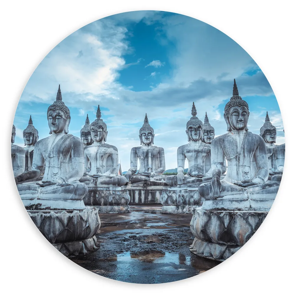 Dibond Muurcirkel - Buddha - Groep - Buitenland