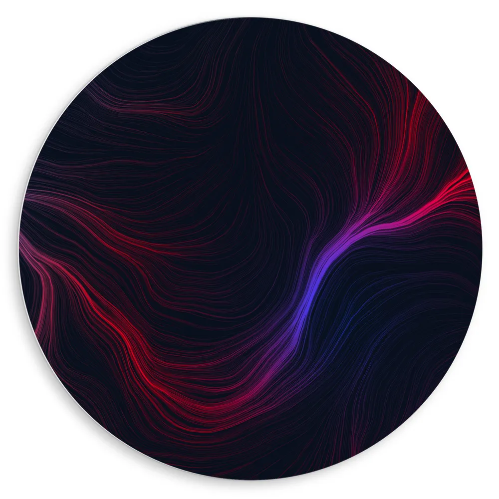 Dibond Muurcirkel - Abstracte Rood met Paarse Lijnen