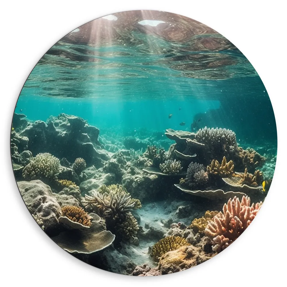 Dibond Muurcirkel - Onderwater - Zee - Water - Koraal - Dieren - Kleuren - Zand