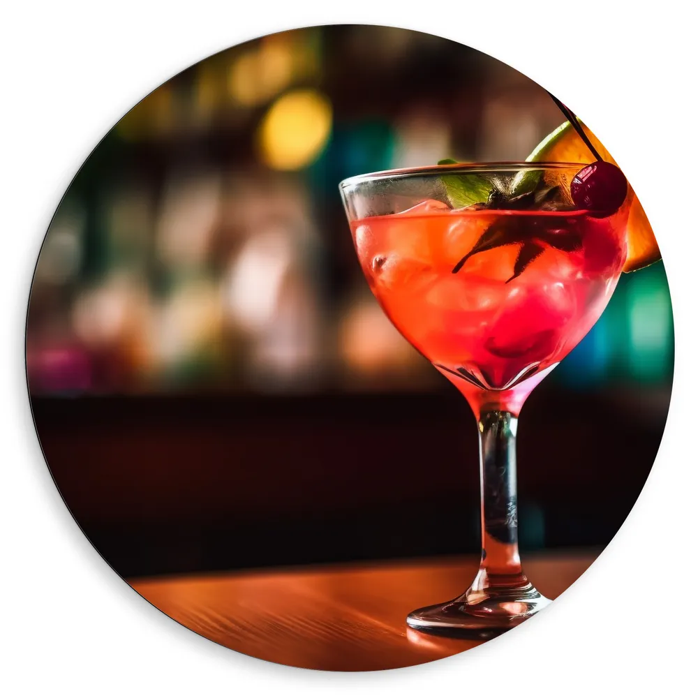 Dibond Muurcirkel - Drankje - Alcohol - Cocktail - Bar - Fruit