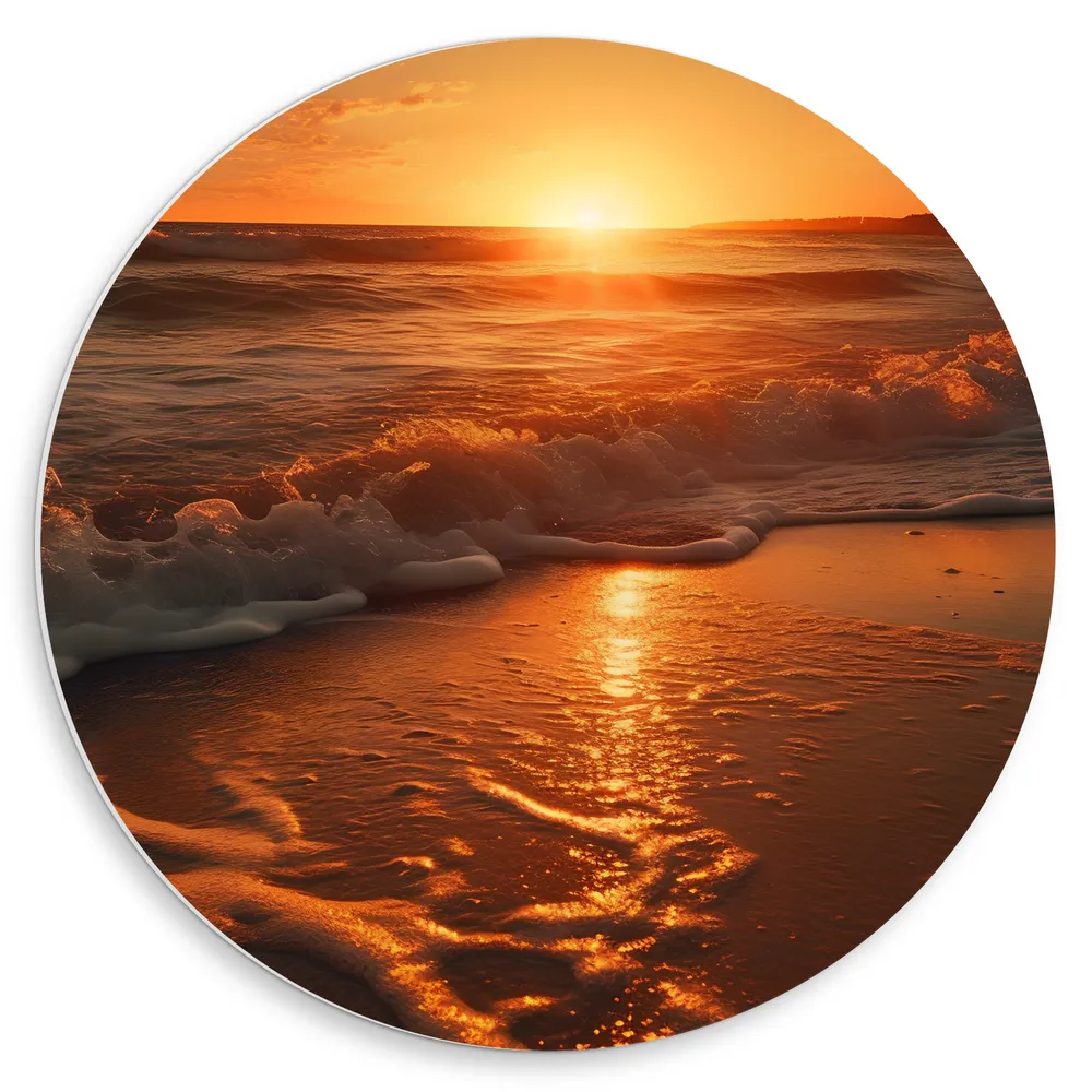 Dibond Muurcirkel - Zonsondergang aan de Kust