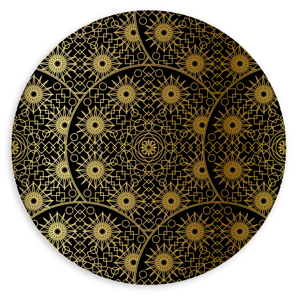 Dibond Muurcirkel - Borden met Gouden Geometrische Print