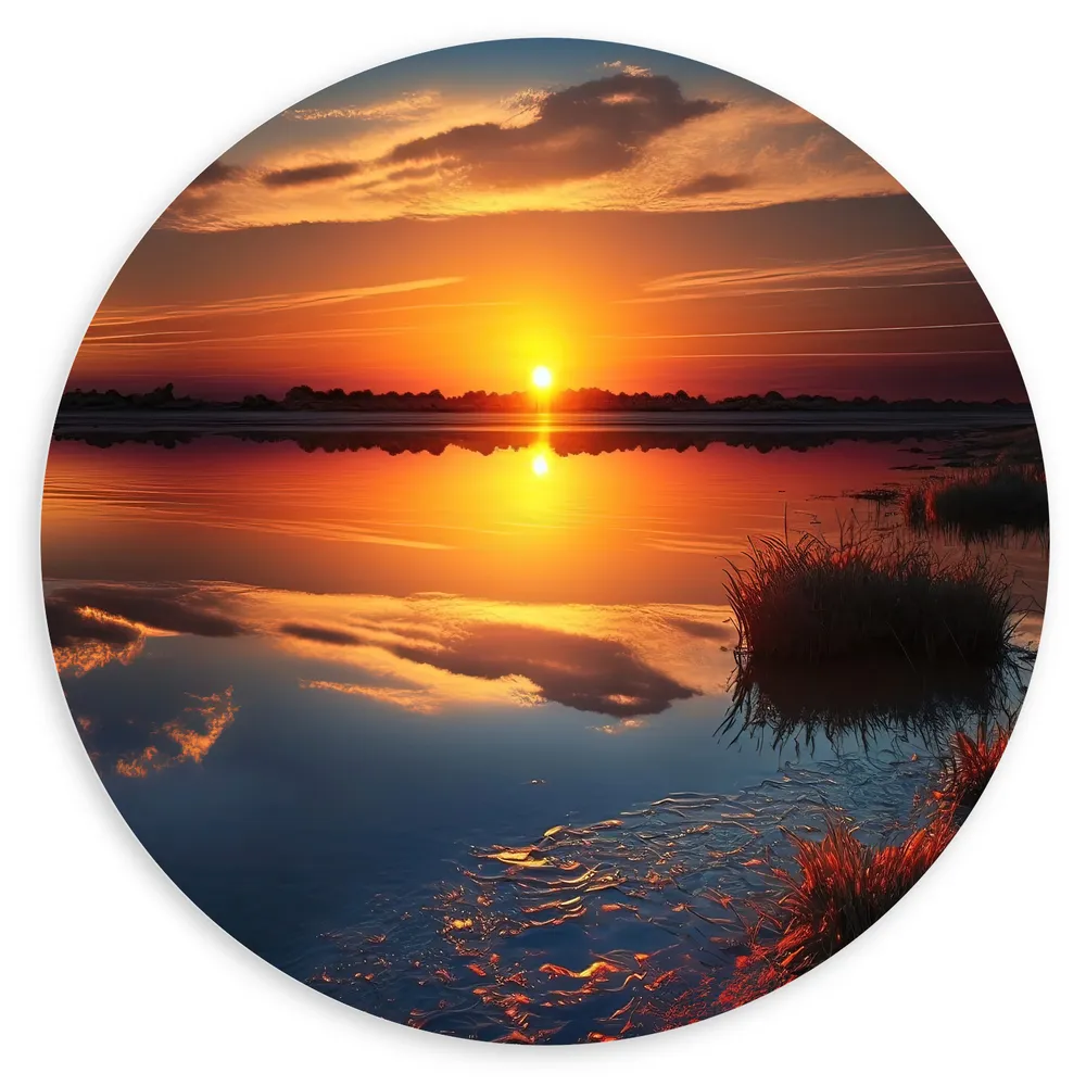 Dibond Muurcirkel - Zon Verdwijnend in de Horizon
