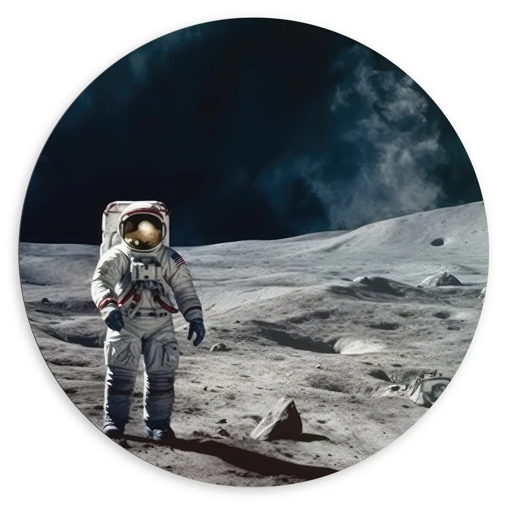 Dibond Muurcirkel - Astronaut - Planeet - Mens - Ruimte - Pak