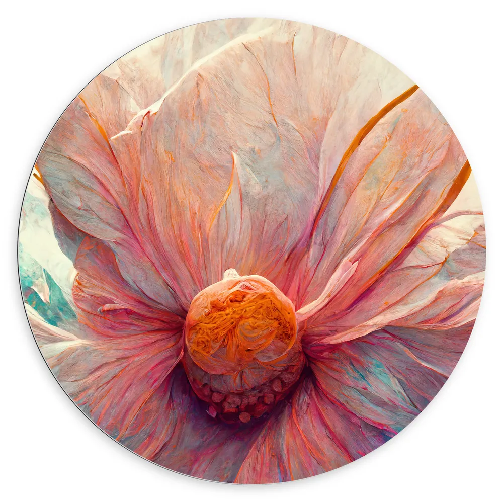 Dibond Muurcirkel - Waterverf Schilderij van Abstracte Bloemen in Pastel Tinten