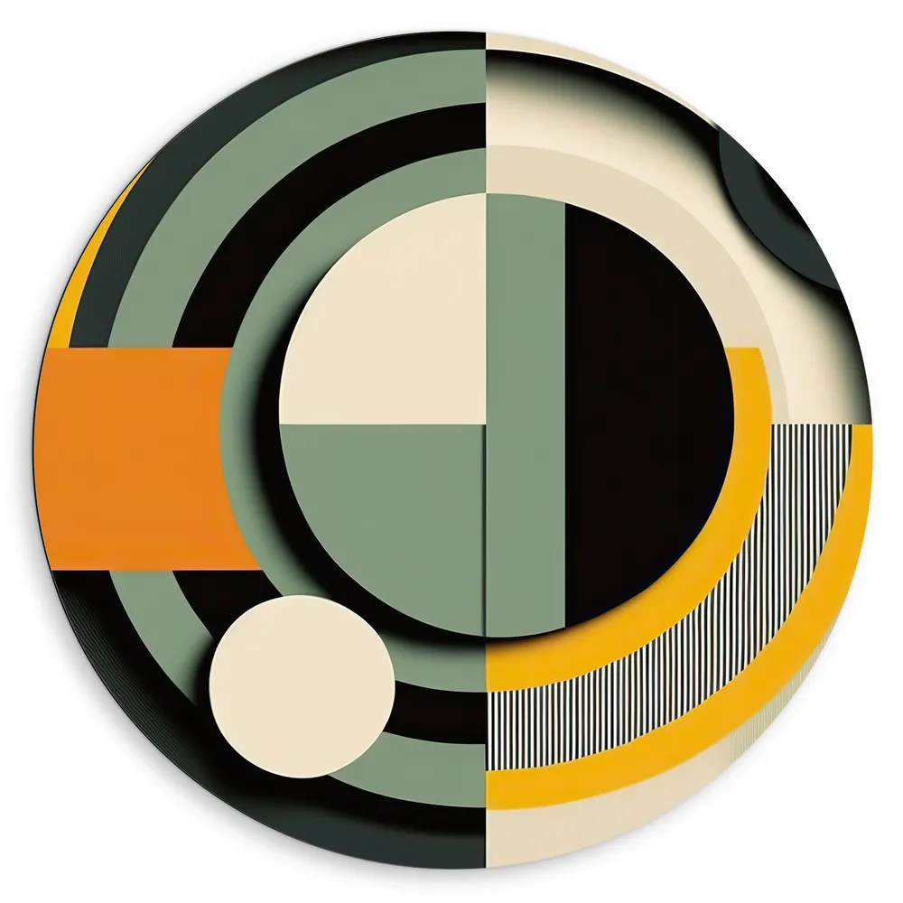 Dibond Muurcirkel - Abstract - Figuren - Cirkels - Rondjes - Strepen - Kleuren
