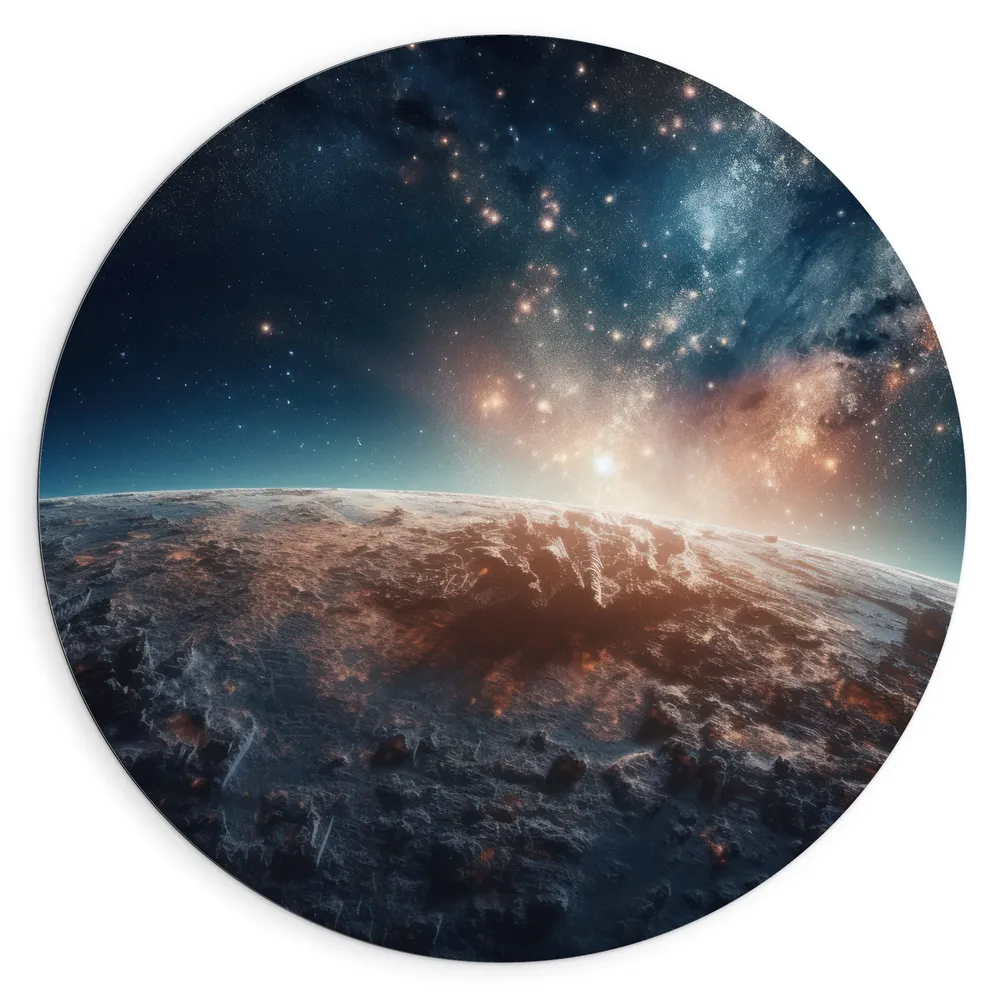 Dibond Muurcirkel - Ruimte - Planeet - Sterren