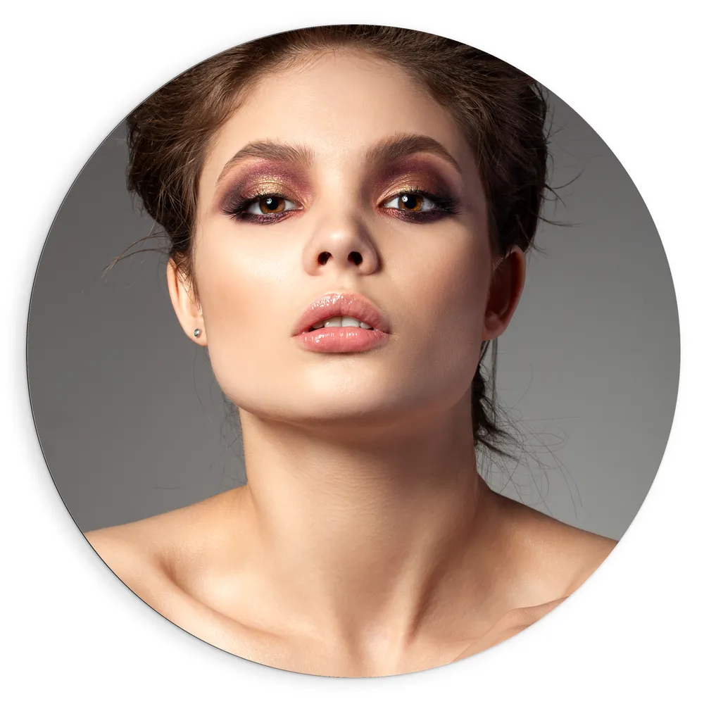 Dibond Muurcirkel - Vrouw - Model - Naakt - Makeup
