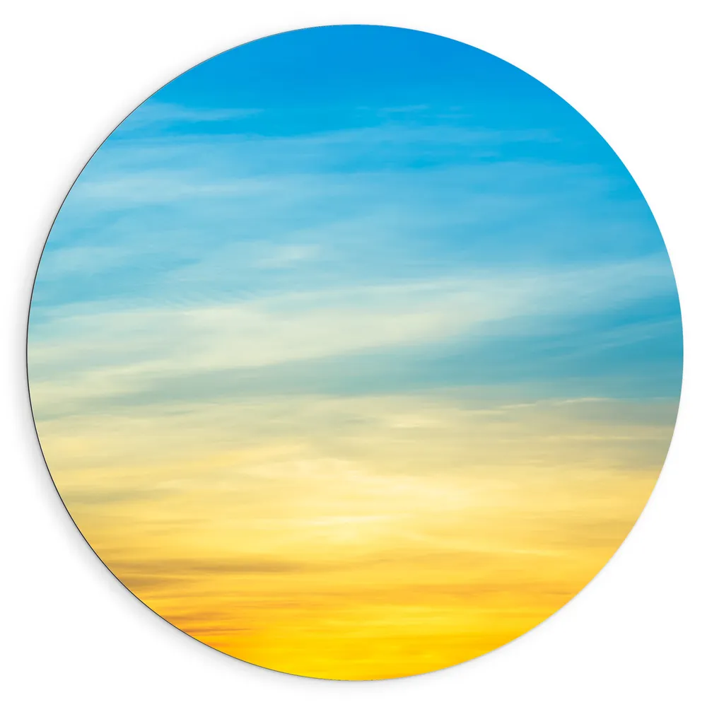 Dibond Muurcirkel - Oranje Lucht van Zonsondergang