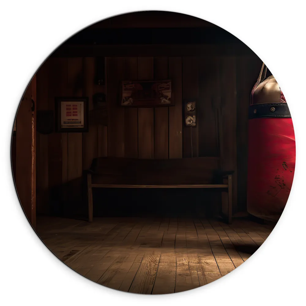 Dibond Muurcirkel - Kamer - Bokszak - Palen - Sporten - Hout
