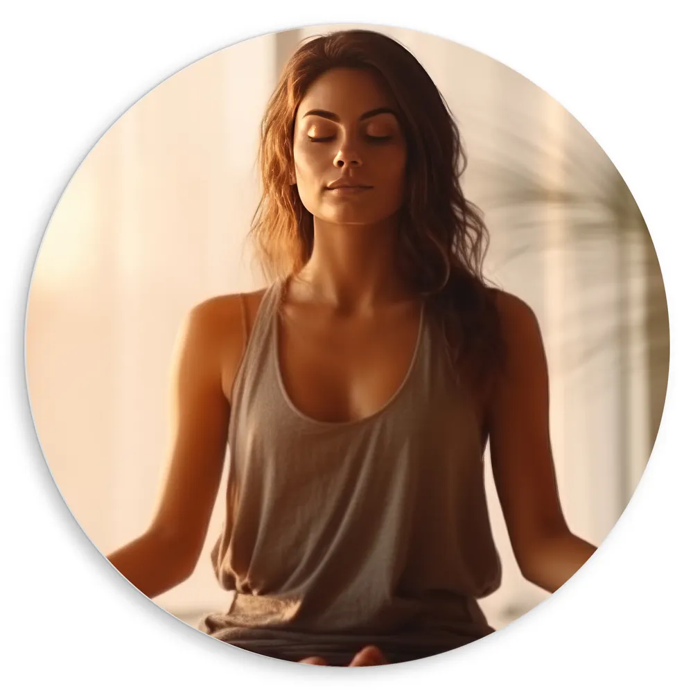Dibond Muurcirkel - Yoga - Zen - Mediteren - Vrouw