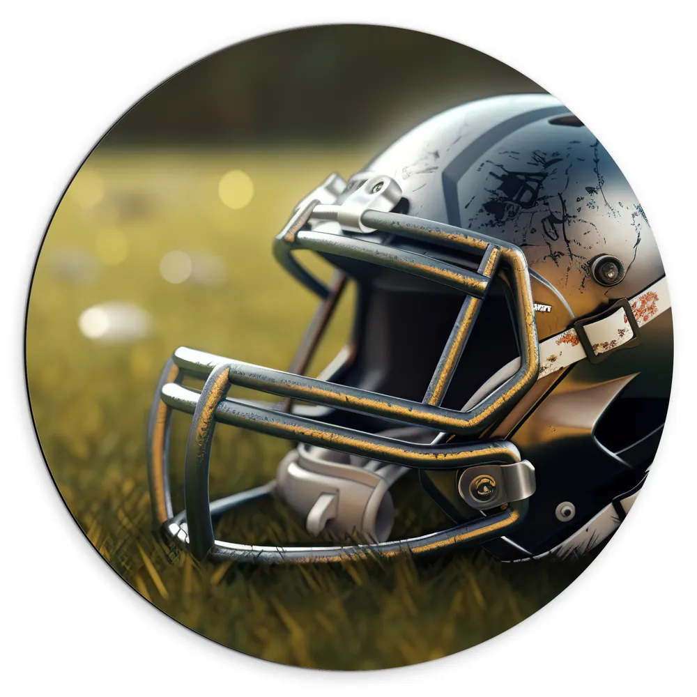 Dibond Muurcirkel - Rugby - Helm - Rugbybal - Gras - Sport