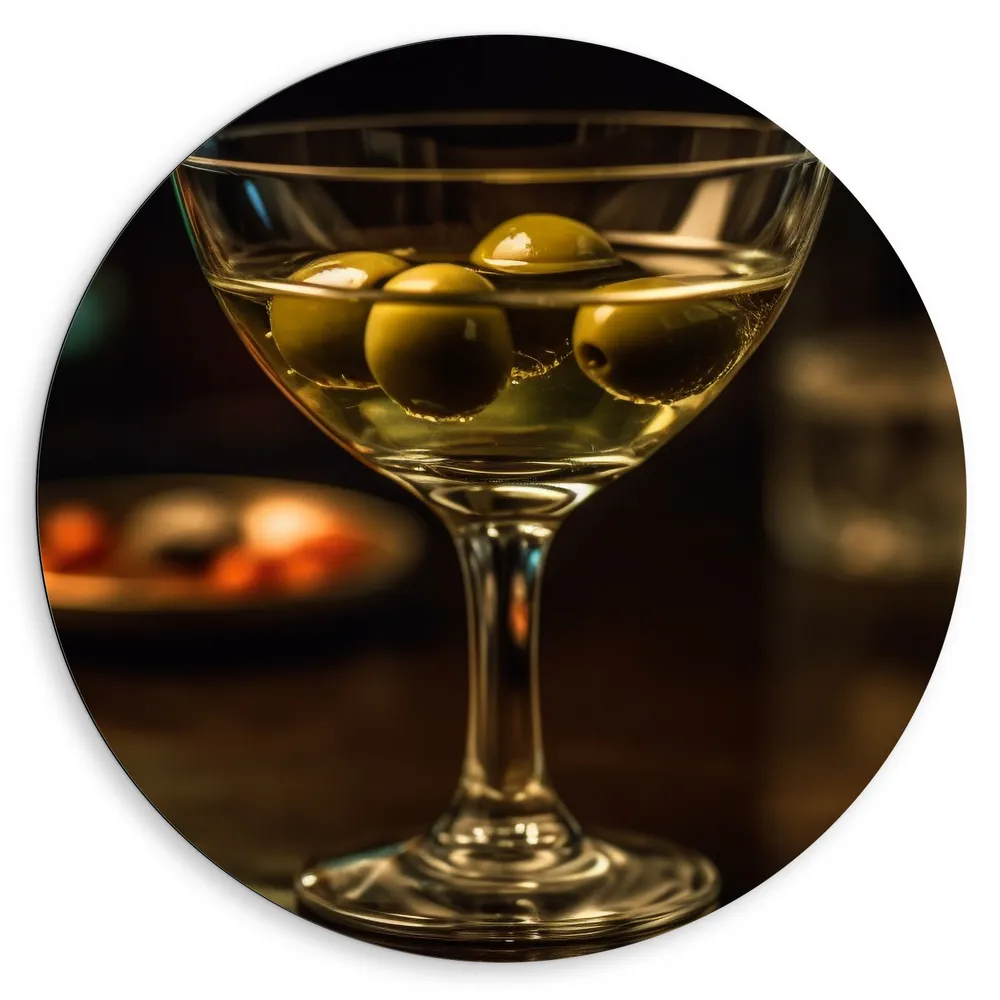Dibond Muurcirkel - Martini op Bar op Avond Uit