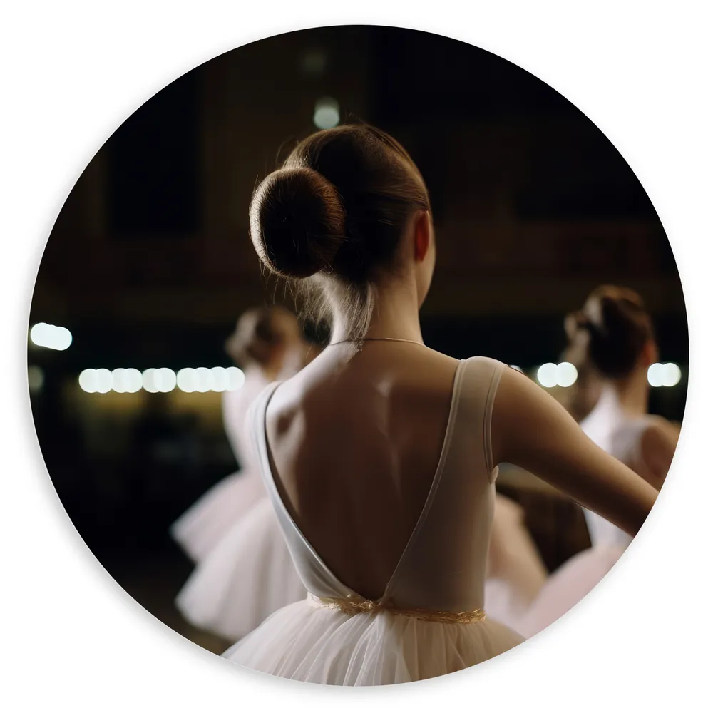 Dibond Muurcirkel - Ballerina's in Theater aan het Dansen