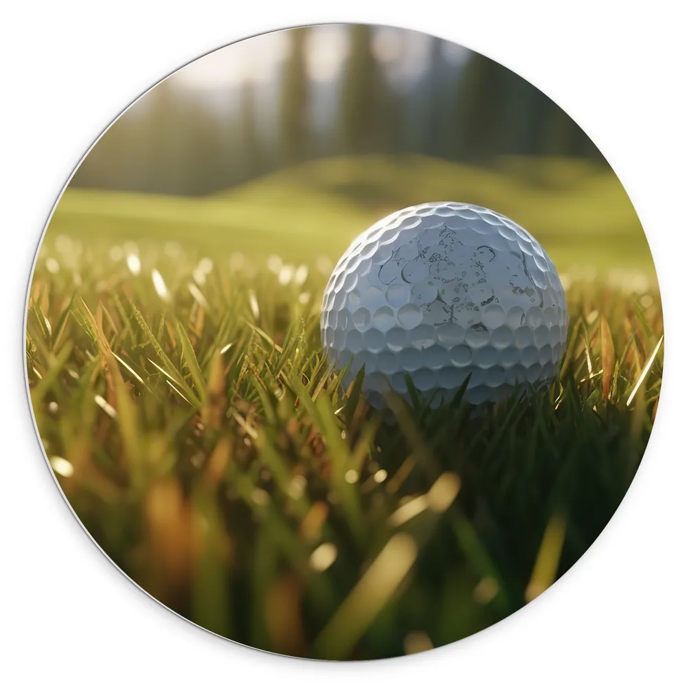 Dibond Muurcirkel - Gras - Golf - Golfbal