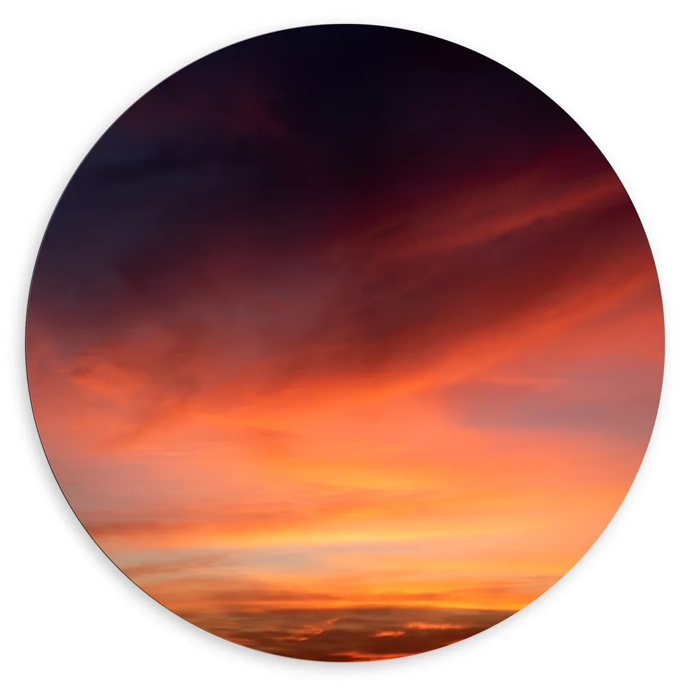Dibond Muurcirkel - Oranjekleurige Lucht van Zonsondergang