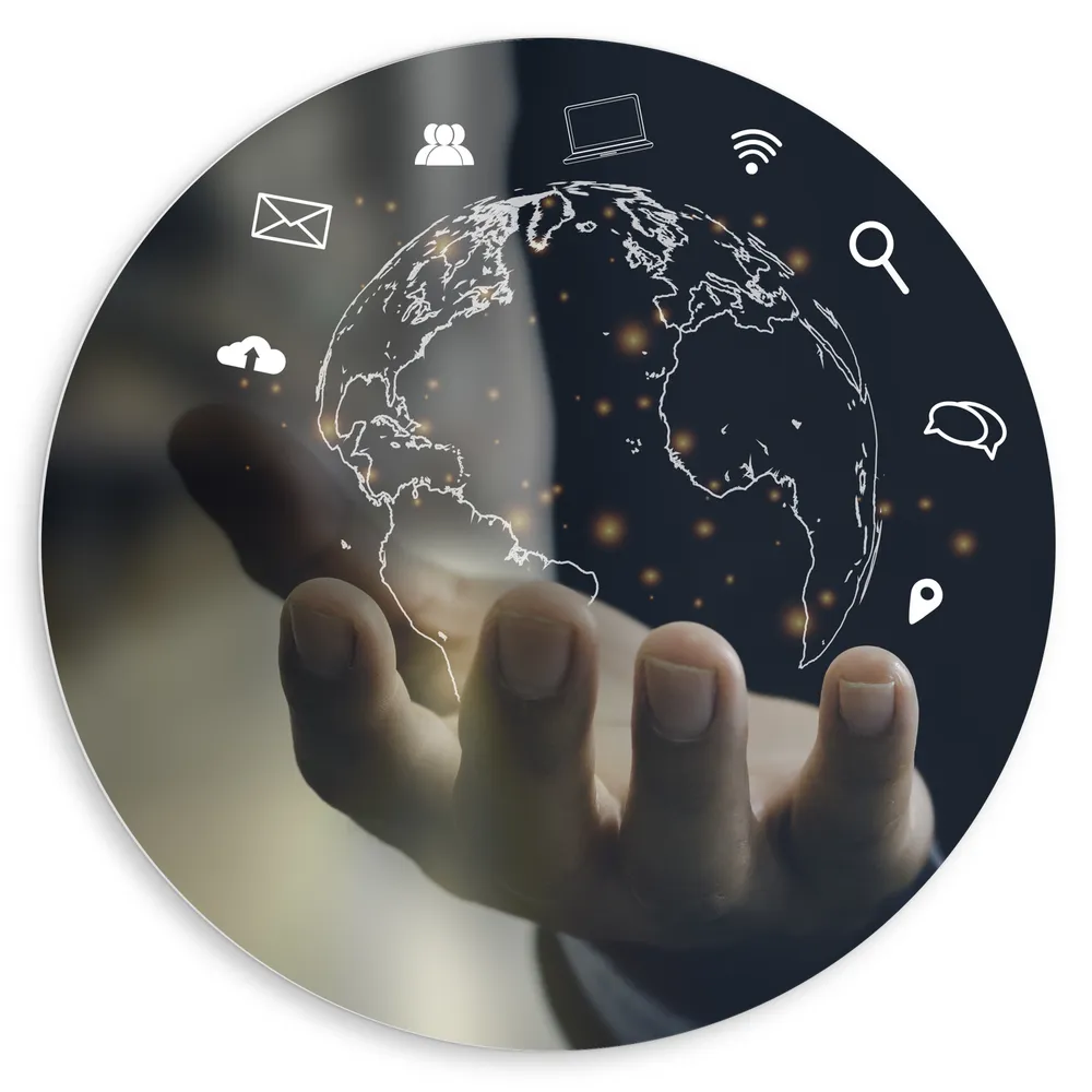 Dibond Muurcirkel - Virtuele Wereld in Mensenhand