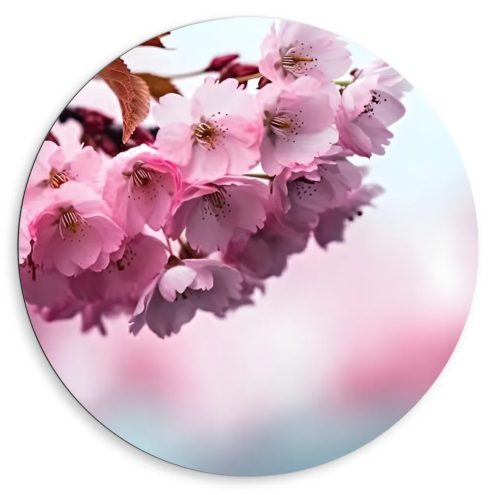 Dibond Muurcirkel - Roze Bloesem