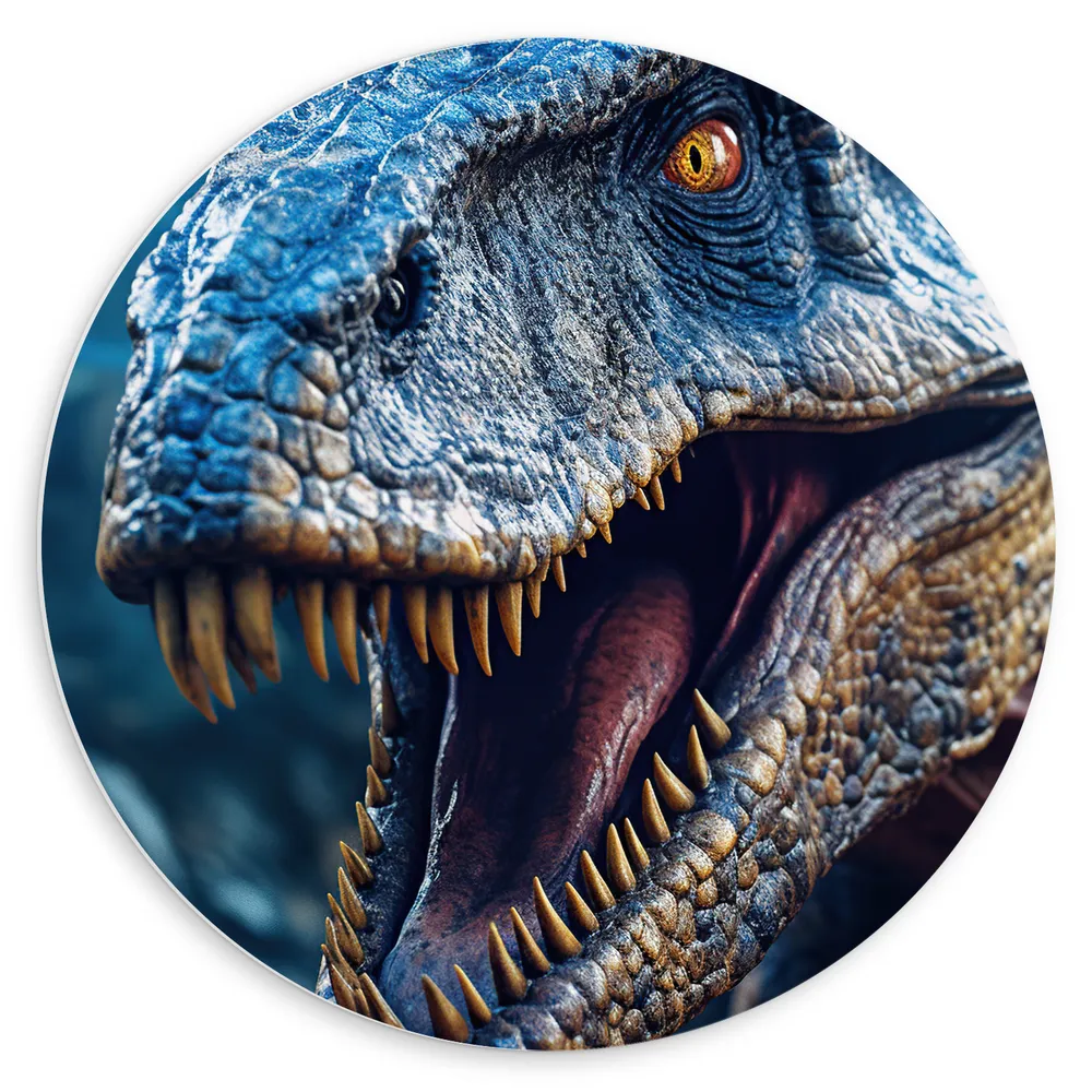 Dibond Muurcirkel - Dinosaurus - Dier - Tanden - Kleuren
