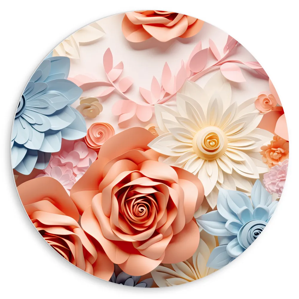 Dibond Muurcirkel - Bloemen - Kleuren - Decoratie