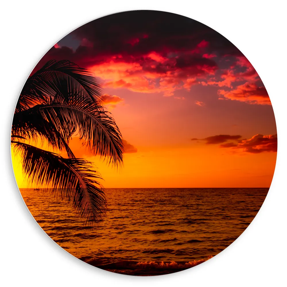 Dibond Muurcirkel - Zonsondergang bij de Zee