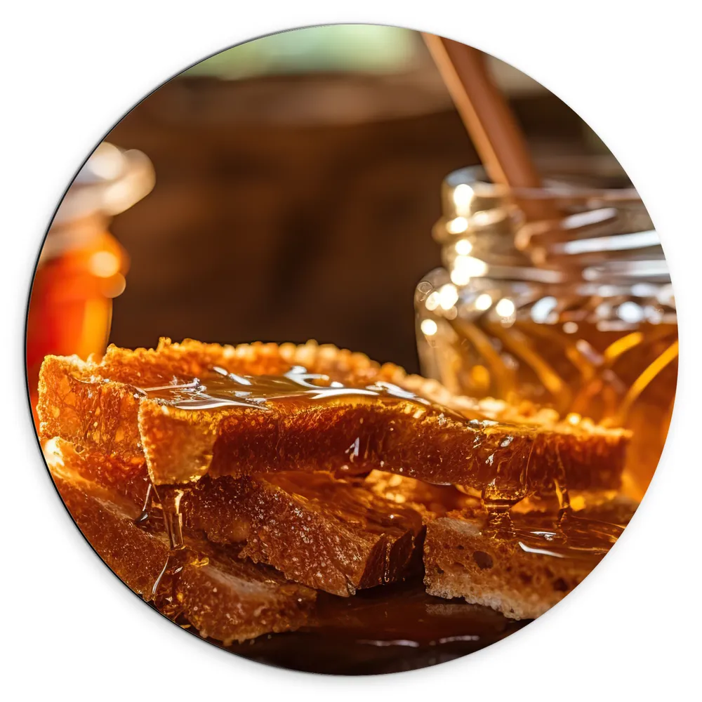 Dibond Muurcirkel - Eten - Honing - Brood