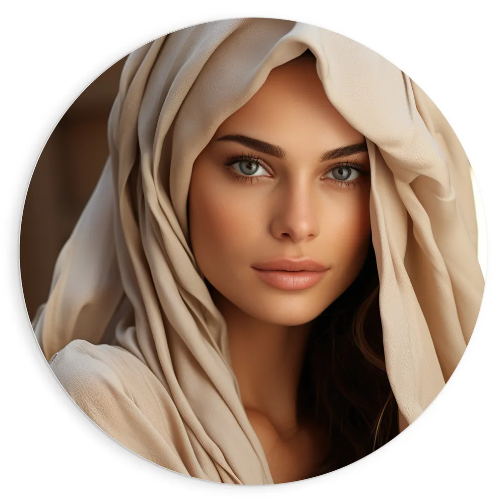 Dibond Muurcirkel - Vrouw - Model - Doek
